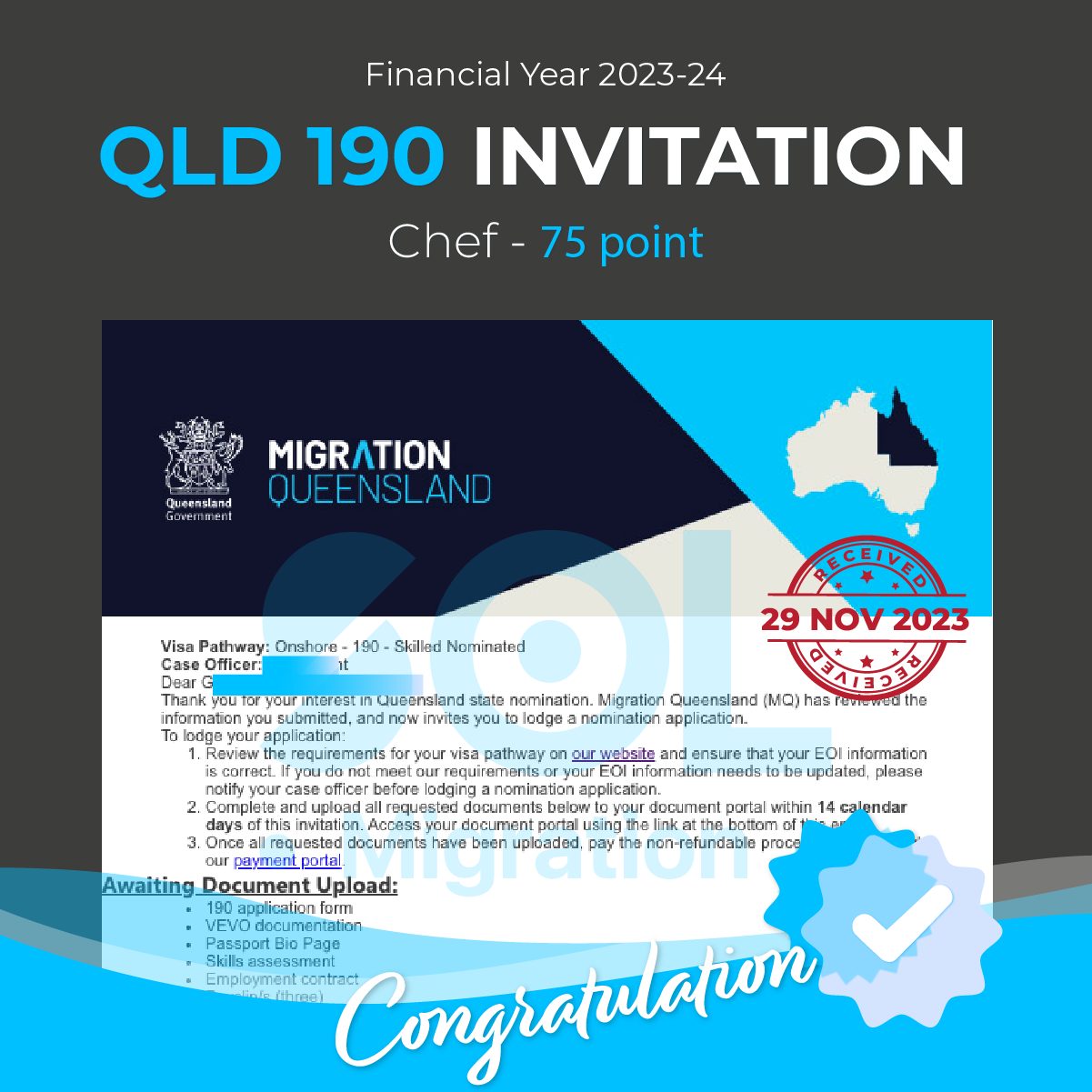 [Financial Year 2023/2024] QLD 190 SOL Migration